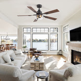 52-inch 5-Blade Traditional Ceiling Fan with Light Remote,6in Downrod Included